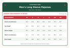 men's long sleeve pajama size chart 