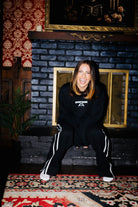 Black Sweatpants shown in a closer detail view
