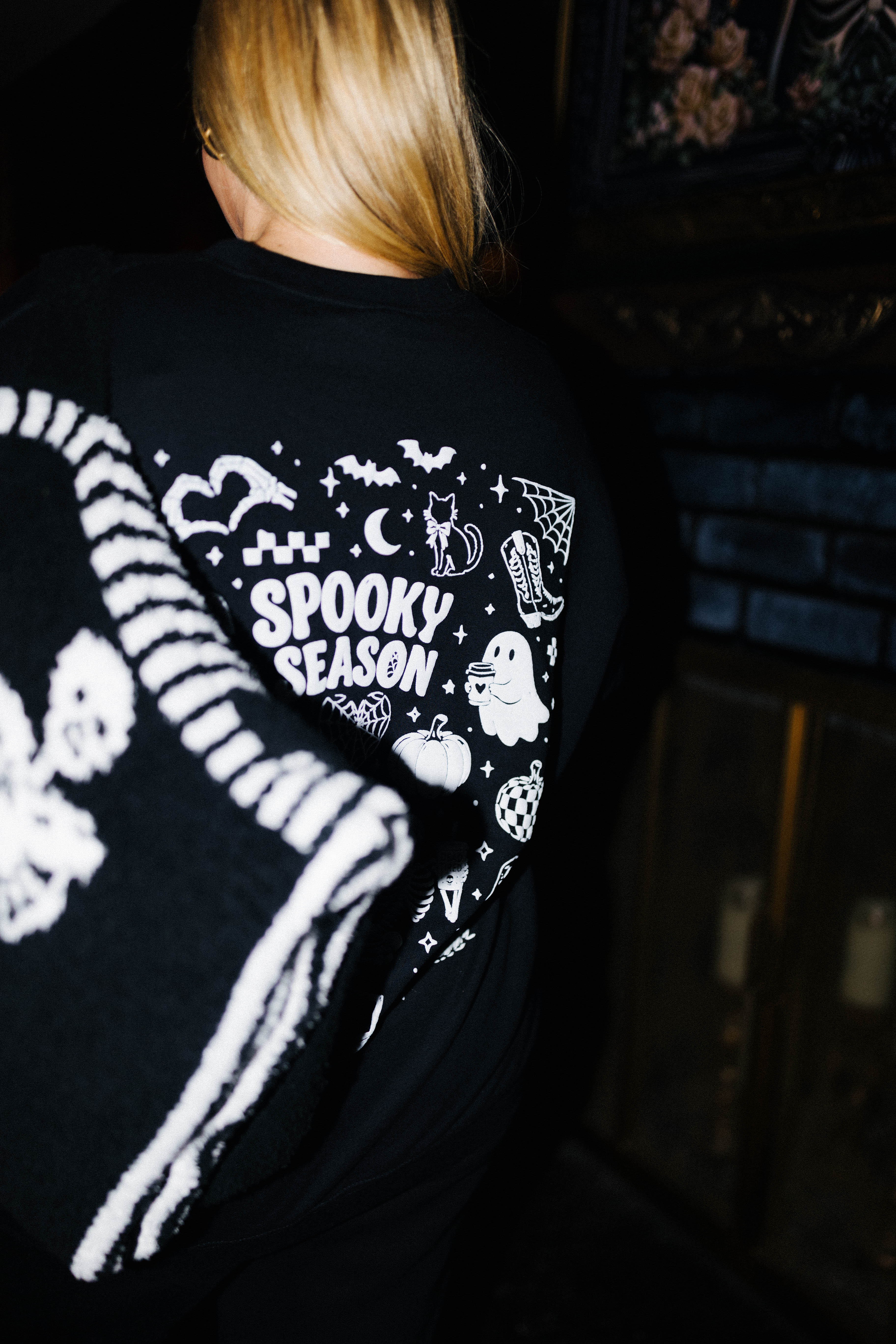 Adult Spooky Season Sweatshirt shown from an alternate angle