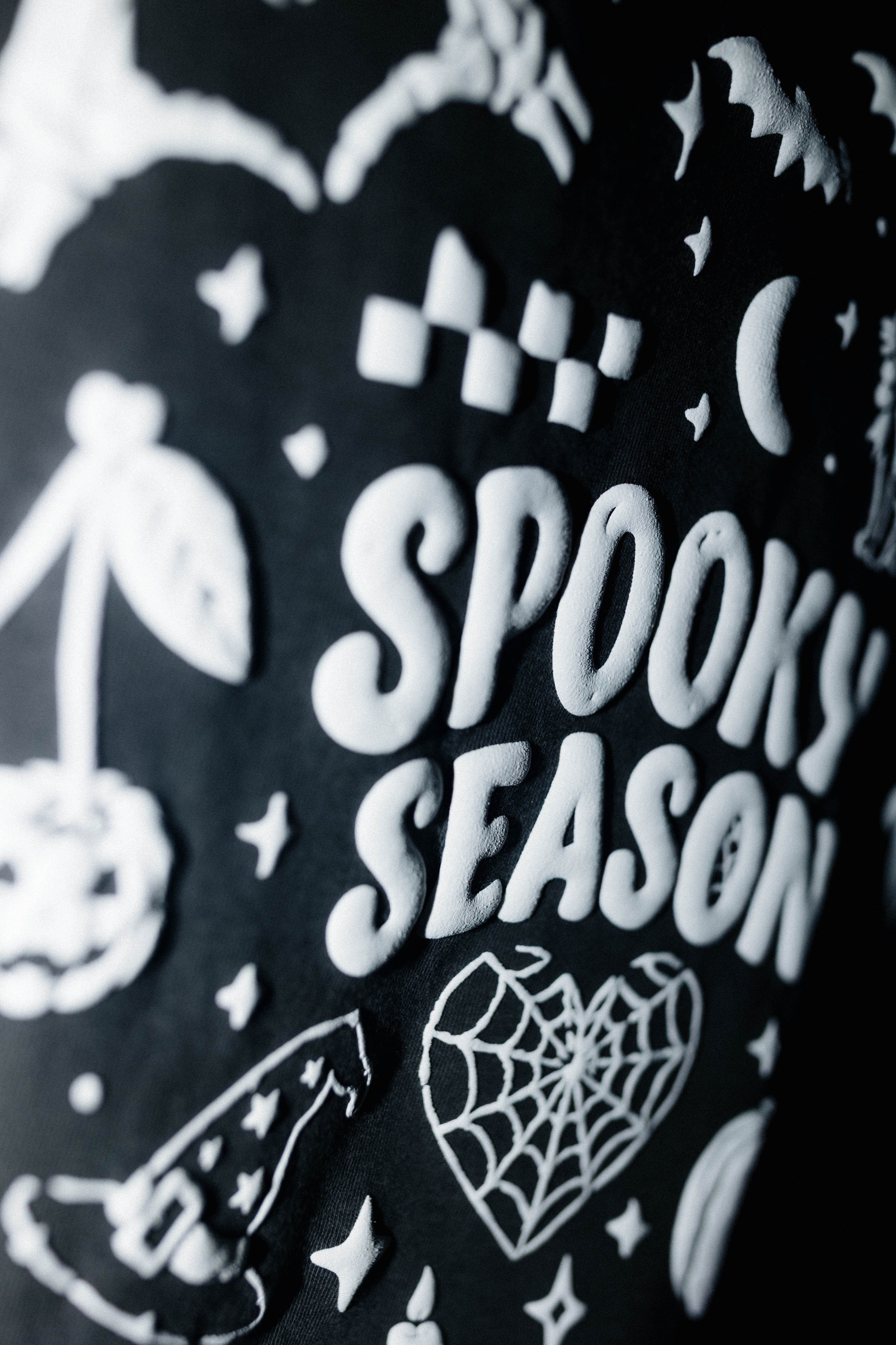 Close view of the Spooky Season tee graphic