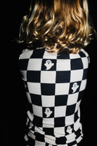 Kids Ghost Check Ribbed Pajama Set shown in a closer detail view