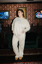 Tan Hot Mess sweatshirt shown on another model