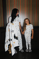 Kids Halloween Icon Print Pointelle Pajama Set shown from an alternate angle