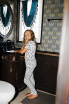 Kid Leopard Ribbed Pajama Set styled in the Halloween campaign setting