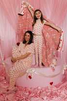 Krista and Kolly in the cherry bow pjs