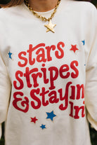 close up details of stars stripes and staying in graphic 