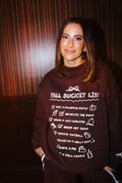 Fall Bucket List Sweatshirt shown from an alternate angle
