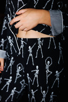 Waistband detail on adult Skelly pajama pants