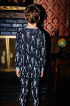 Back view of kids Skelly long pajamas