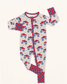 mock up of baby onesie with monster truck print