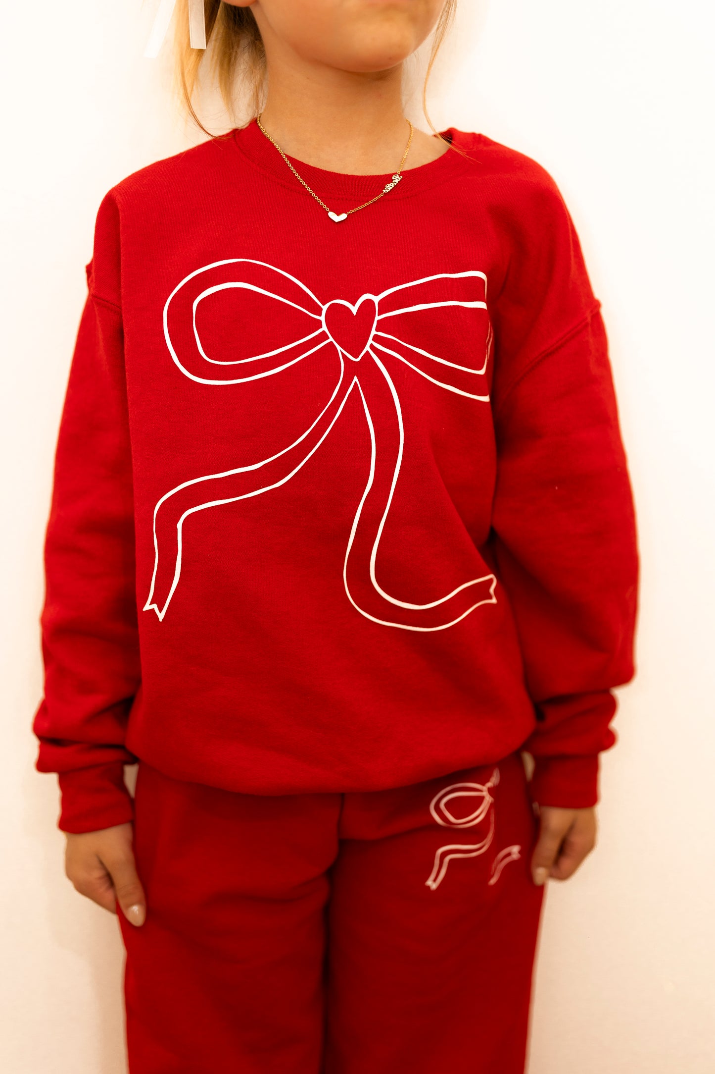 Red Bow Sweatshirt- Youth