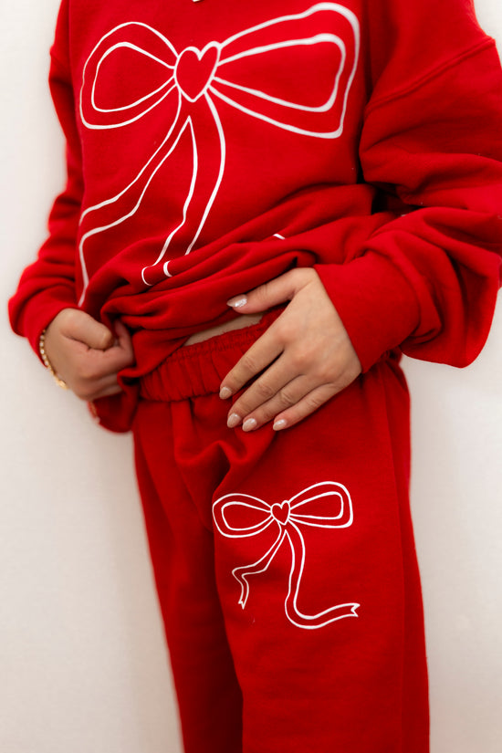 Red Bow Sweatpants - Youth