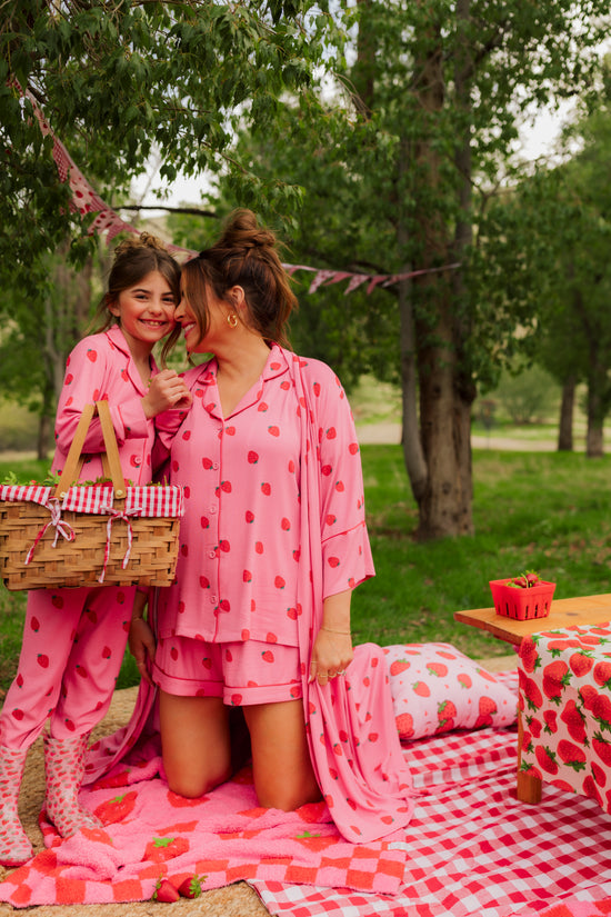 Strawberry Ribbed Short Pajama Set