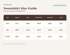 Staykation sweatshirt size guide. Measurements in inches, listed in size order XS/S, M/L, XL/XXL: length 27.2, 28, 28.7; bust 50.8, 52.4, 53.9; bottom hem 50.8, 52.4, 53.9; shoulder 26, 26.8, 27.6; sleeve 23.6, 24, 24.4.