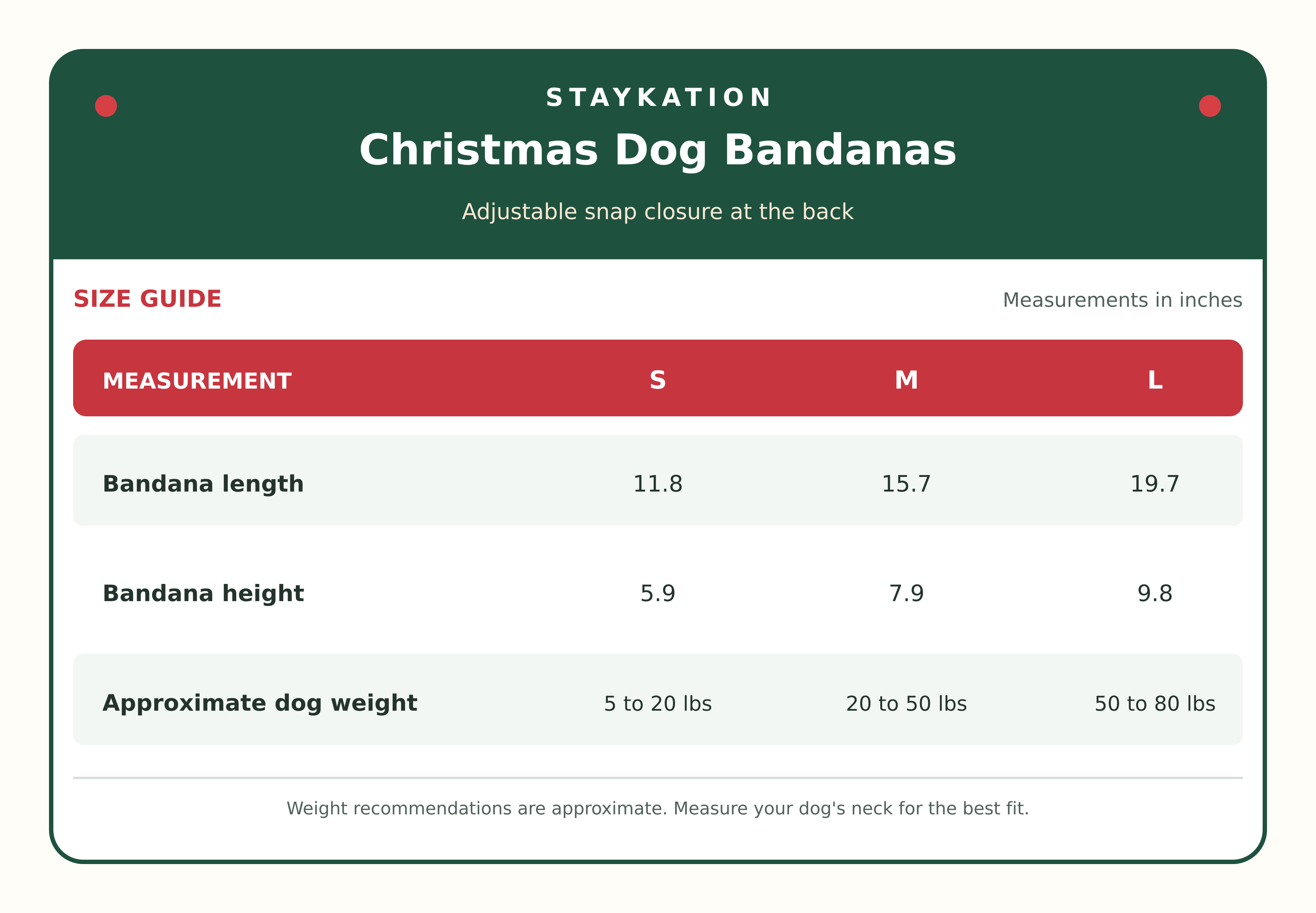 christmas dog bandana size chart