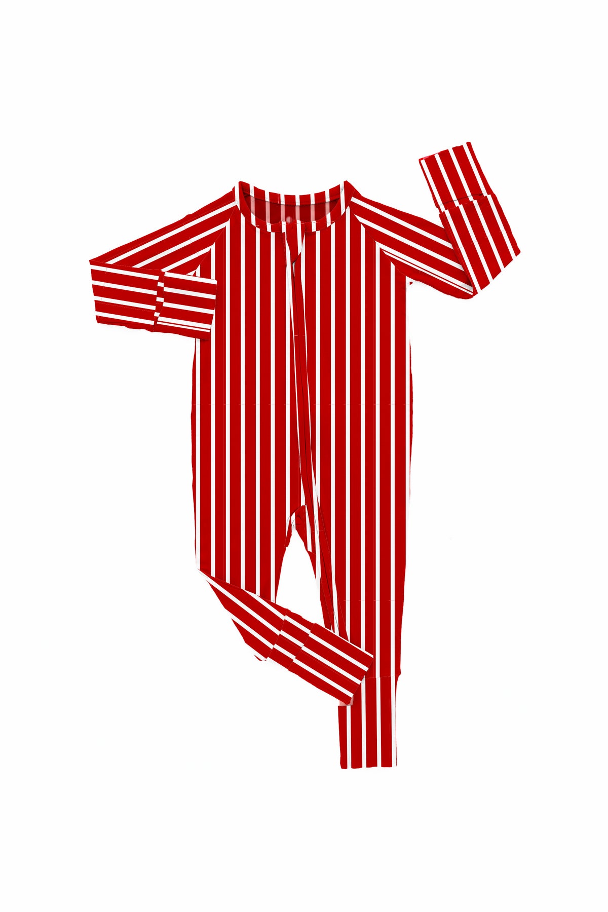 Baby Red Stripe zip pajamas with classic red and white stripes