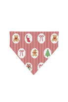 Christmas Stripe dog bandana with red stripes and vintage holiday icons