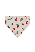 Holly Gingham dog bandana with holly, stockings, ornaments, and candy canes
