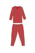 Kids Red Stripe pajama set with long sleeve top and full length pants