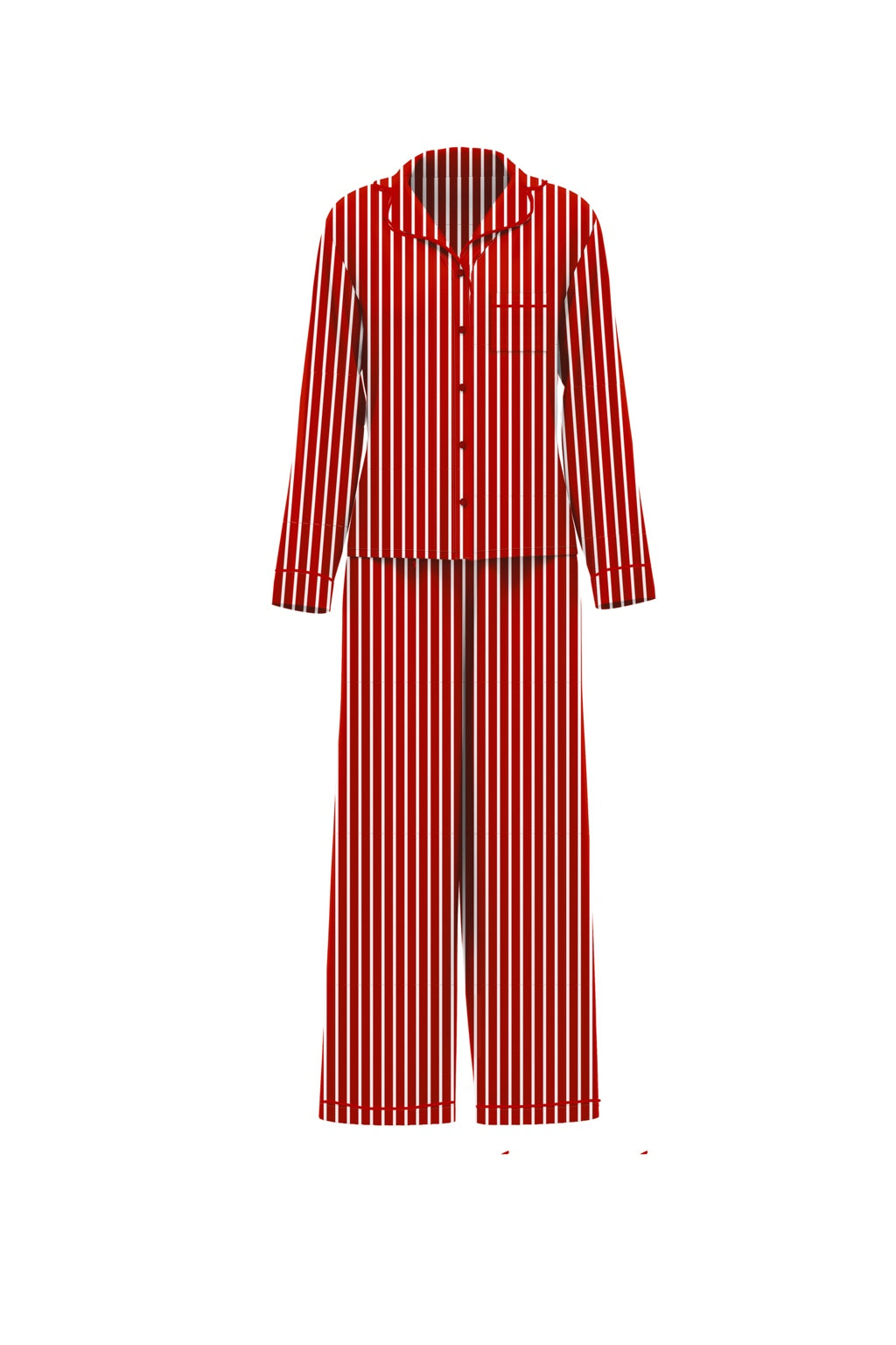 Women's Red Stripe pajama set with button front top and matching pants