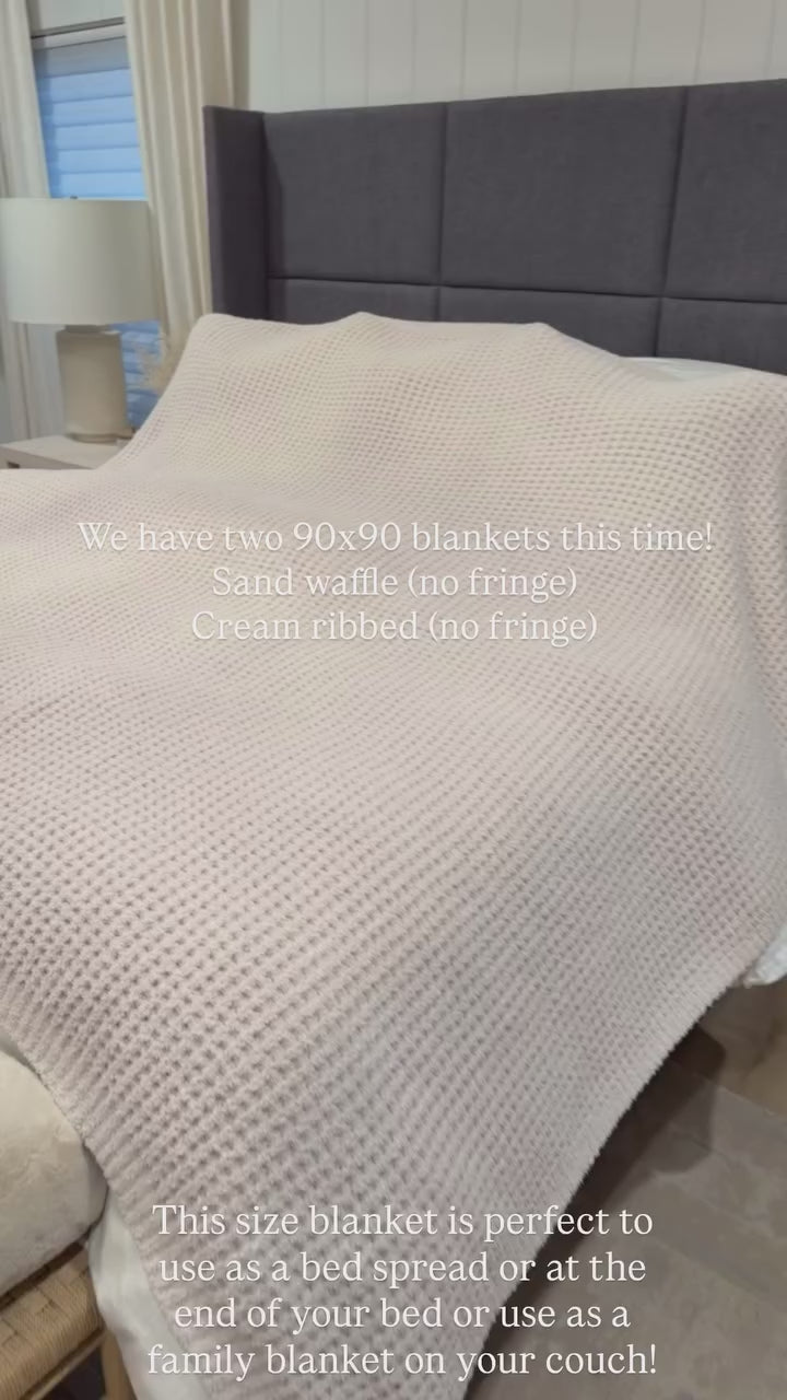showing the waffle and ribbed blanket - showing the luxury and softness 