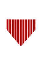 Red Stripe dog bandana with classic red and white vertical stripes